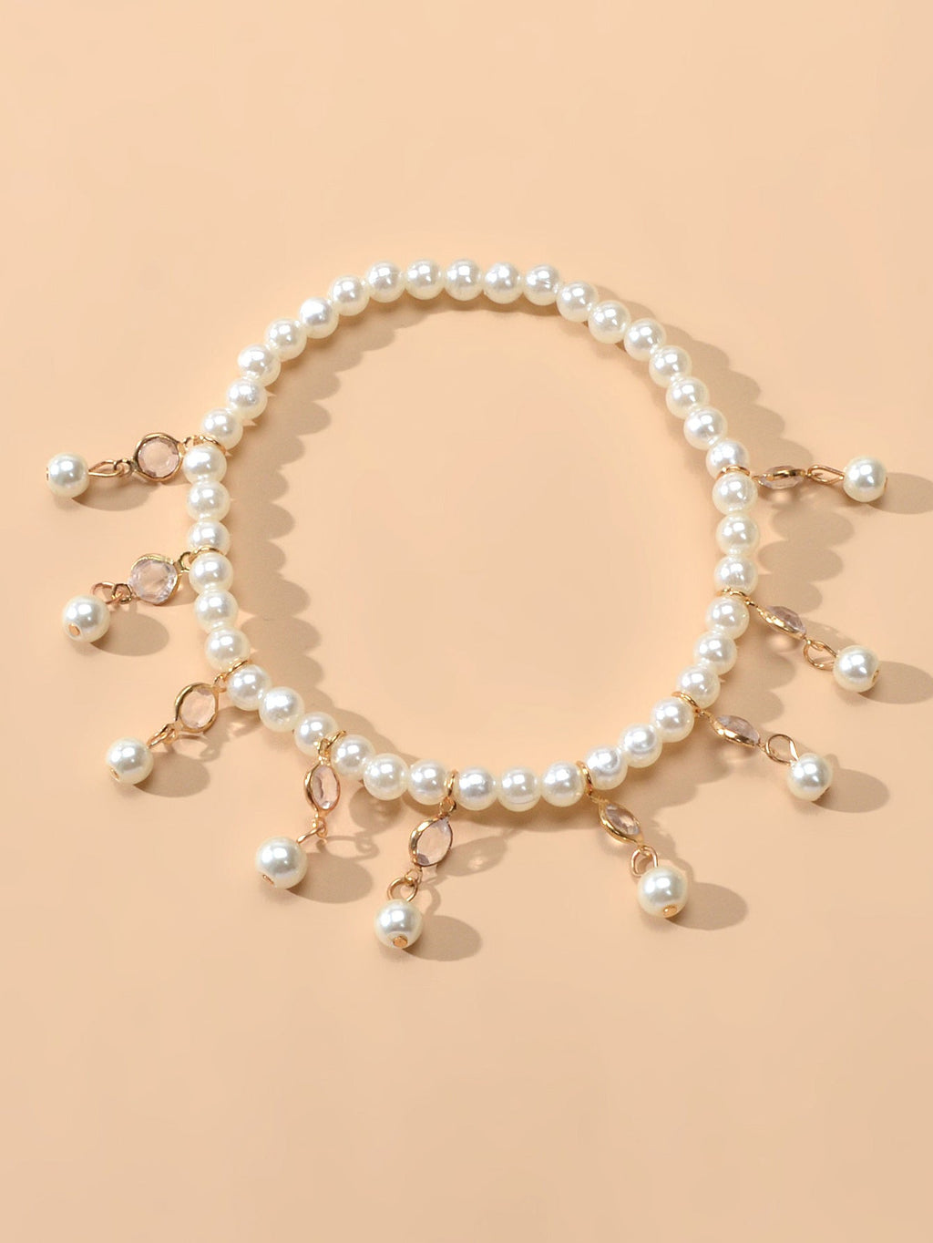 Feelontop Handmade Elastic Pearl Bead Anklet Barefoot Sandal Beach Bling Jewelry