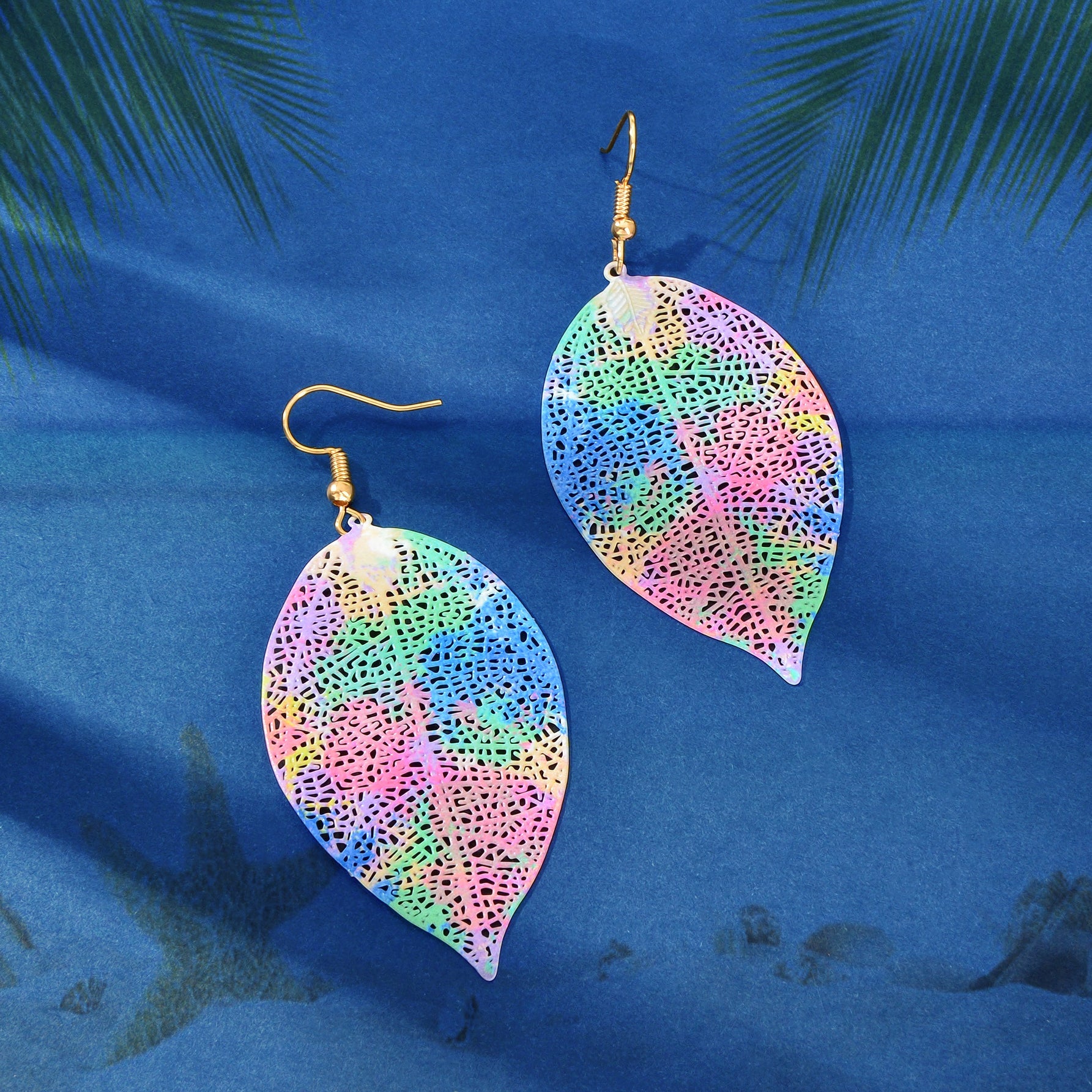 Boho Chic Colorful Hollow Leaf Dangle Earrings for Women Party Daily Holiday Jewelry