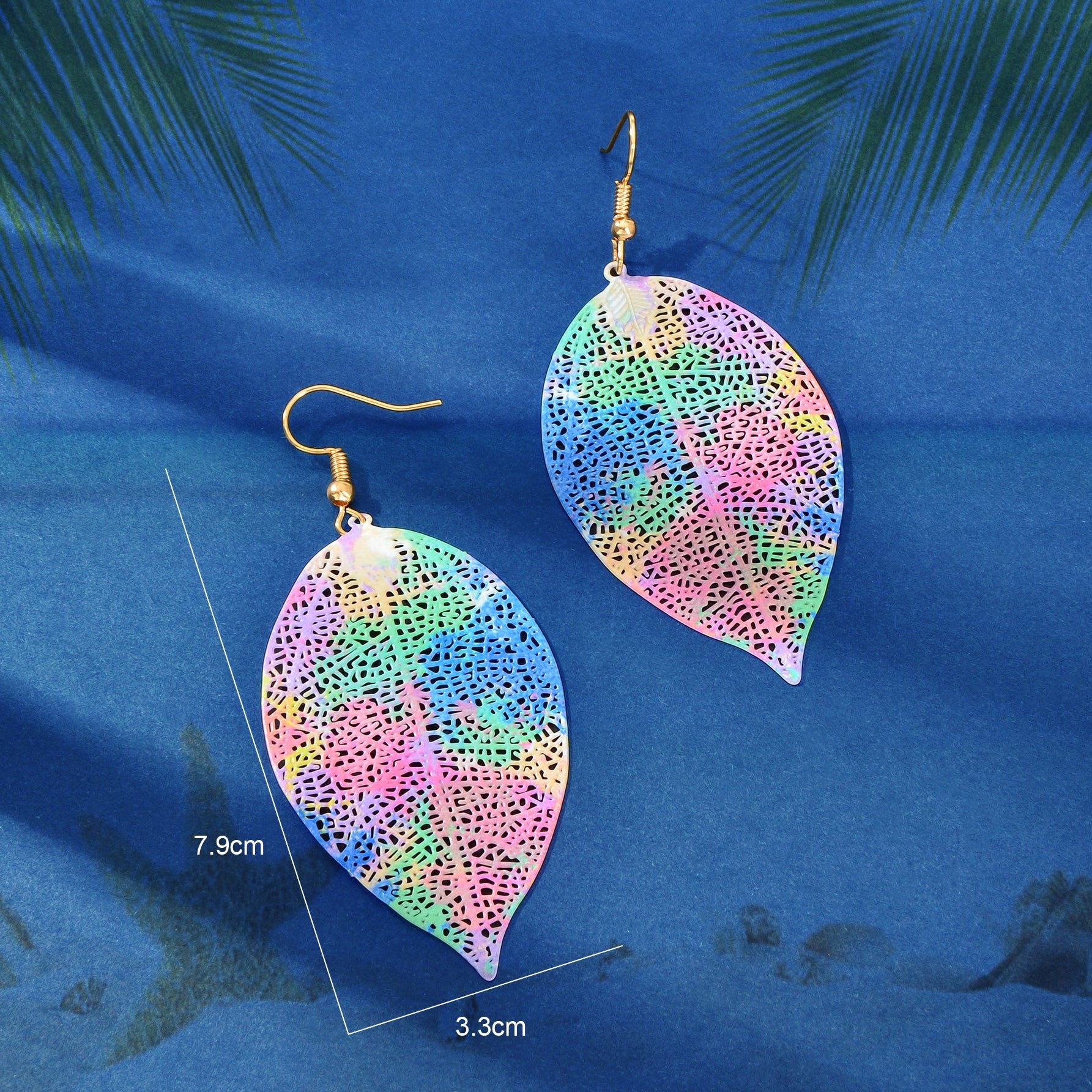 Boho Chic Colorful Hollow Leaf Dangle Earrings for Women Party Daily Holiday Jewelry