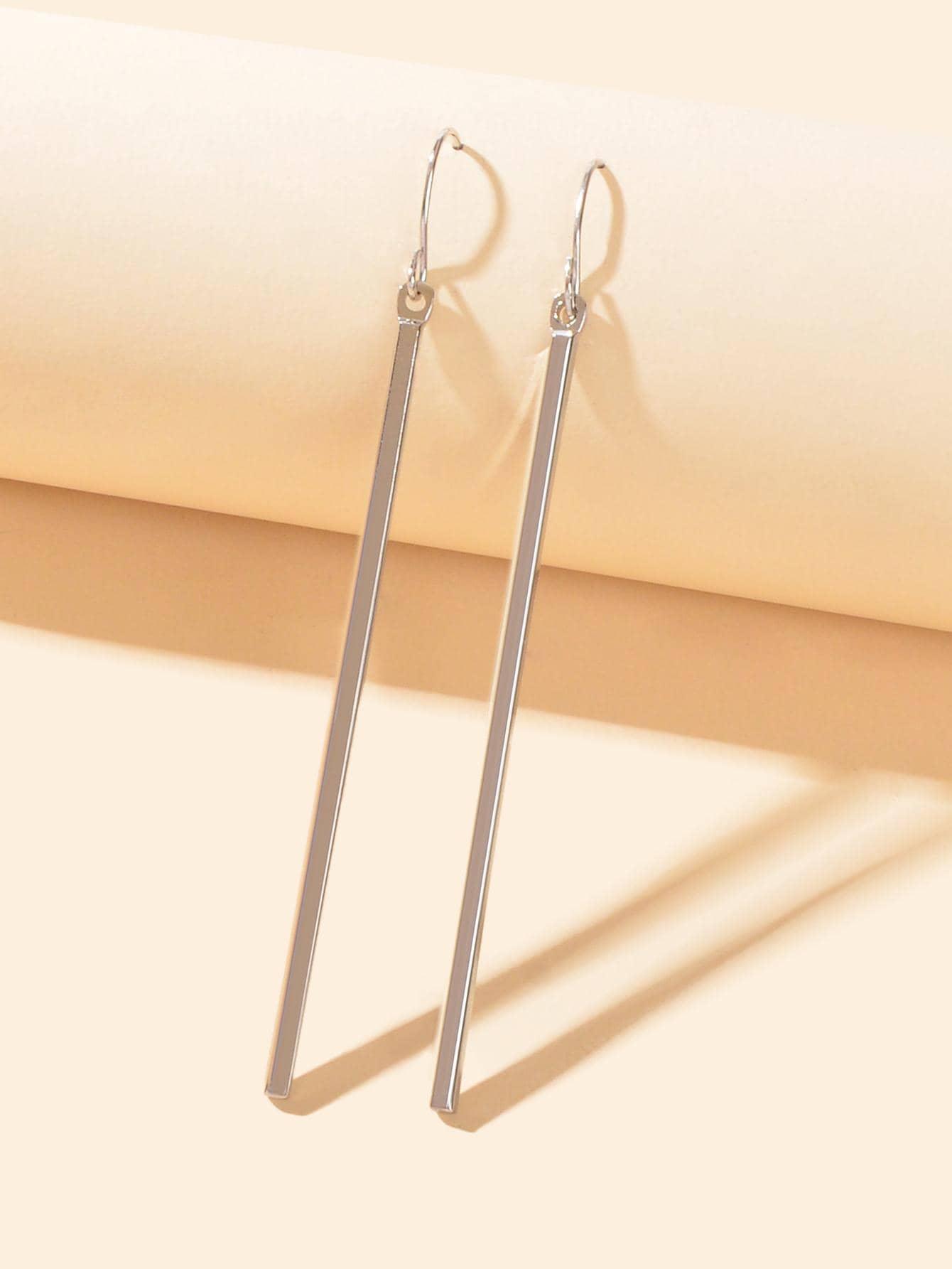 Punk Simple Style Square Geometric Black Stick Charm Hanging Minimalist Earrings