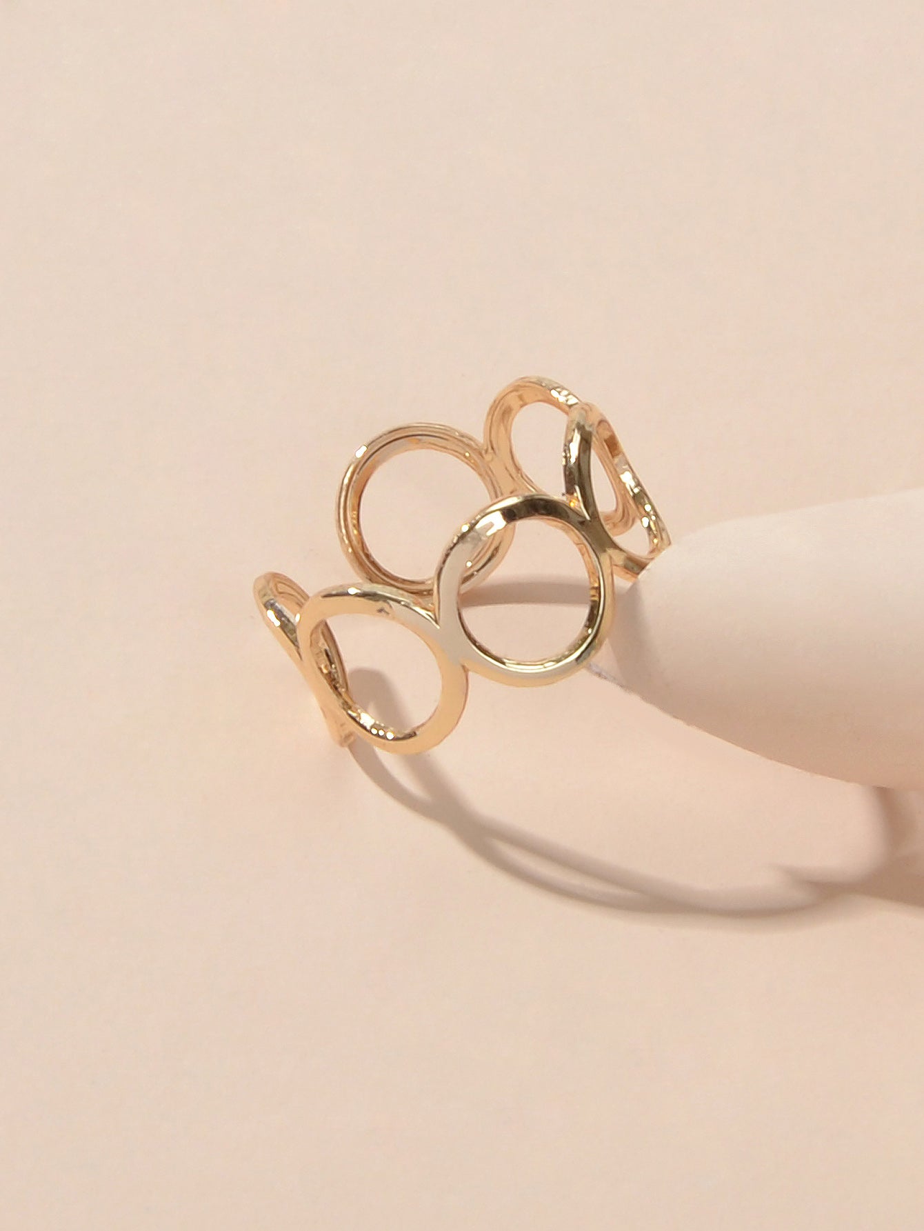 Party Minimalist Style Gold Silver Circle Metal Punk Midi Knuckle Open Cuff Ring
