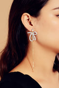 Sweet Pearl Beads Flower Rhinestone Long Gold Chain Asymmetric Pendant Earrings