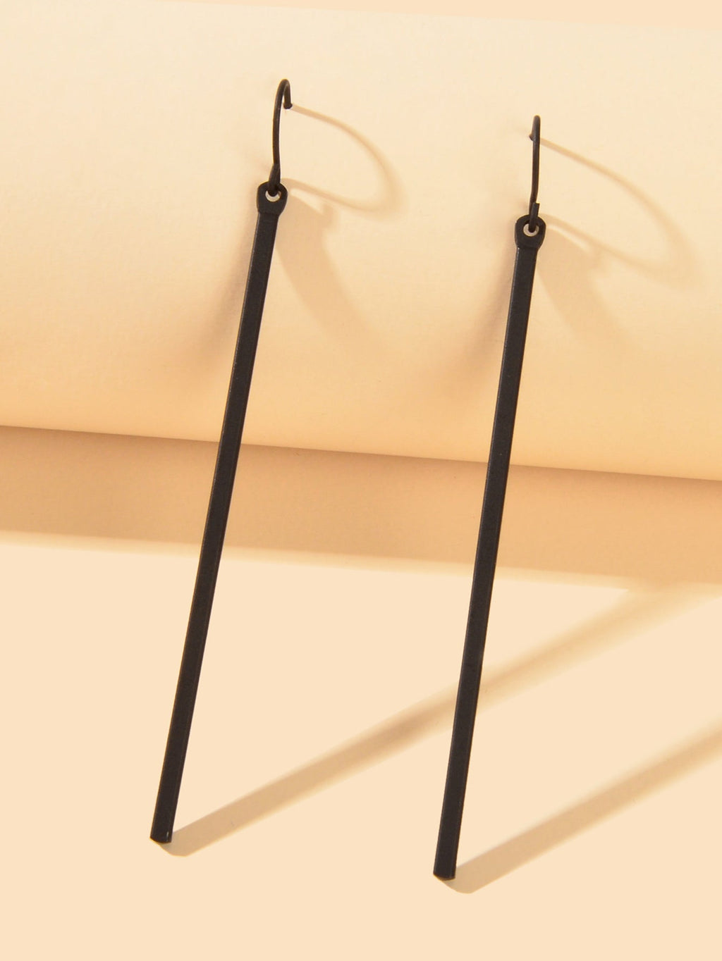 Punk Simple Style Square Geometric Black Stick Charm Hanging Minimalist Earrings