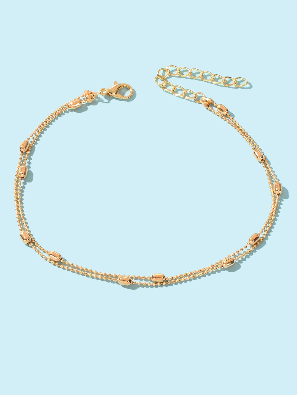 Double layer Popcorn Gold Chain Anklet Summer Beach Boho Chic Foot Chain Jewelry