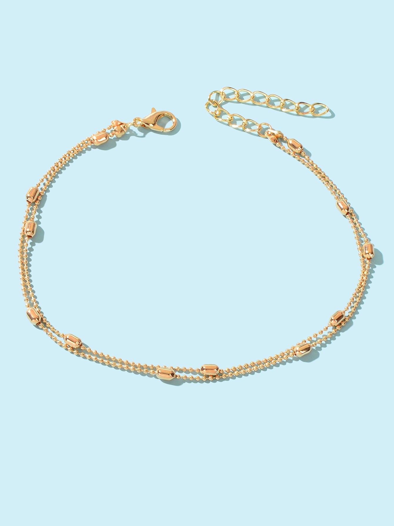 Double layer Popcorn Gold Chain Anklet Summer Beach Boho Chic Foot Chain Jewelry