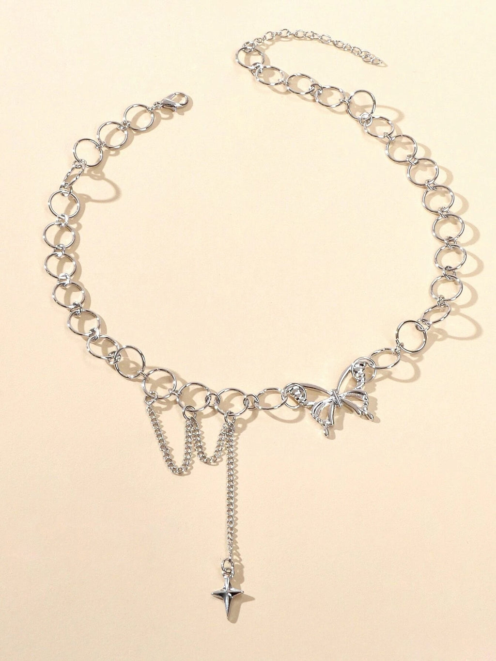 Silver Chain Star Butterfly Fringe Necklace Tassel Collar Accessories Jewellery