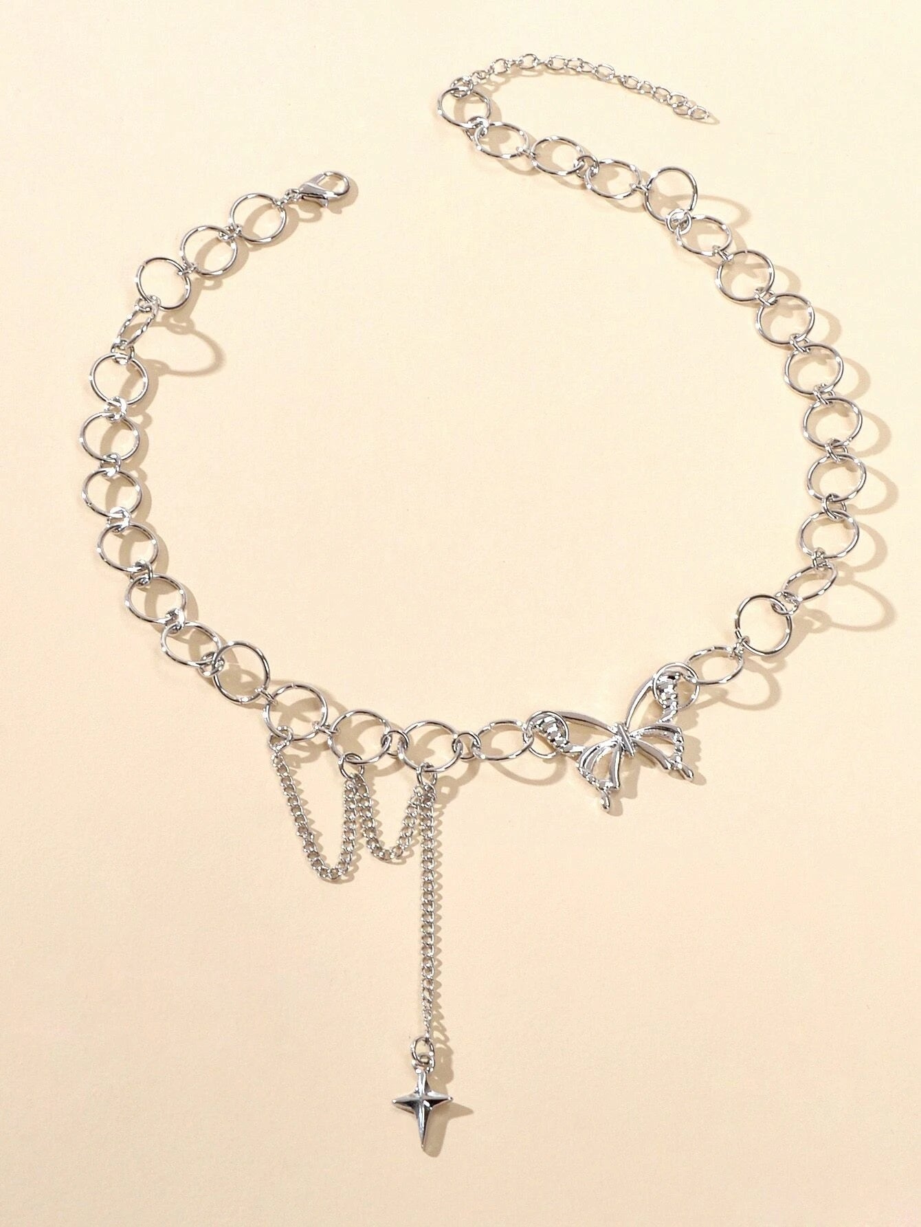 Silver Chain Star Butterfly Fringe Necklace Tassel Collar Accessories Jewellery