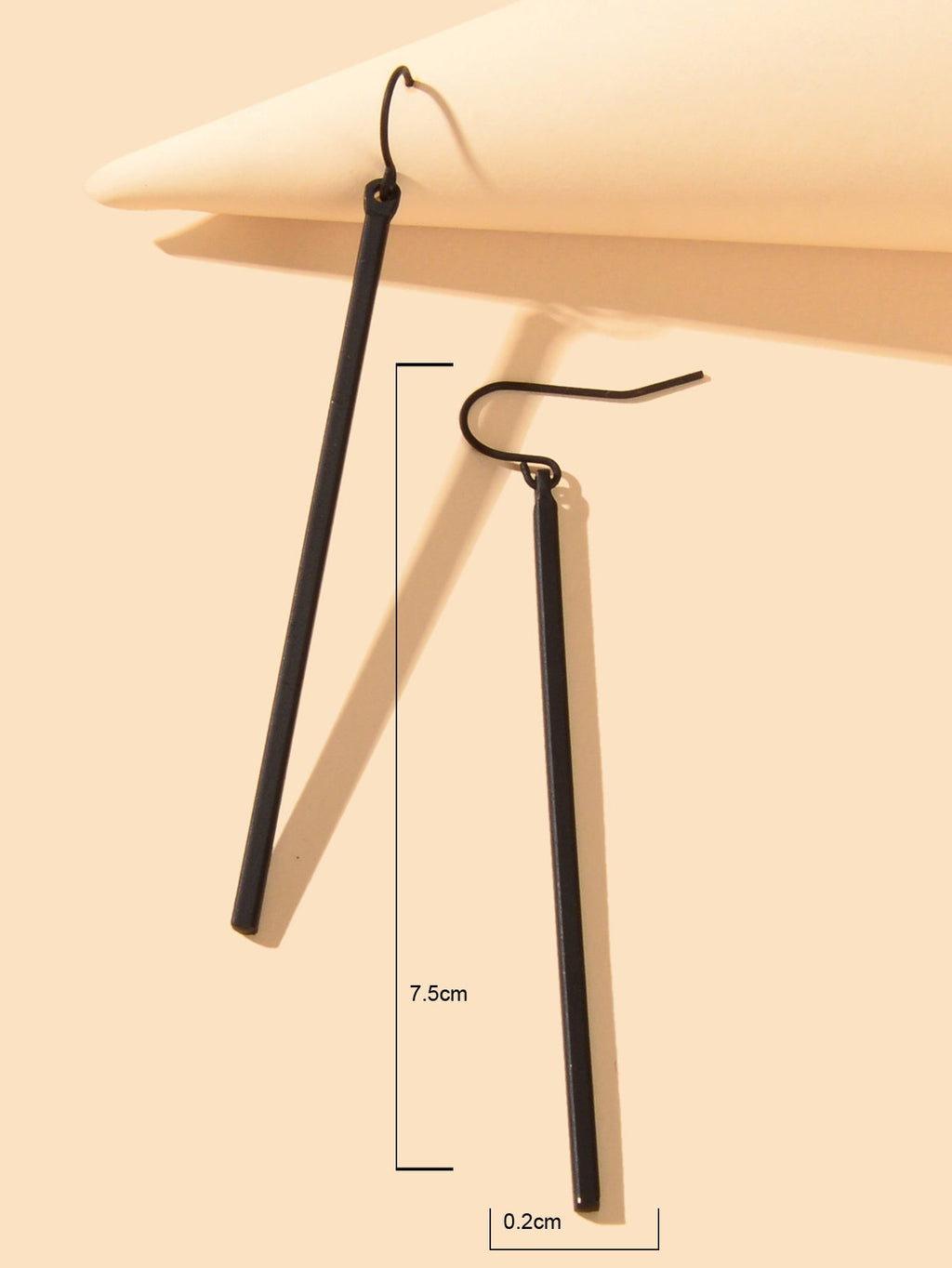 Punk Simple Style Square Geometric Black Stick Charm Hanging Minimalist Earrings