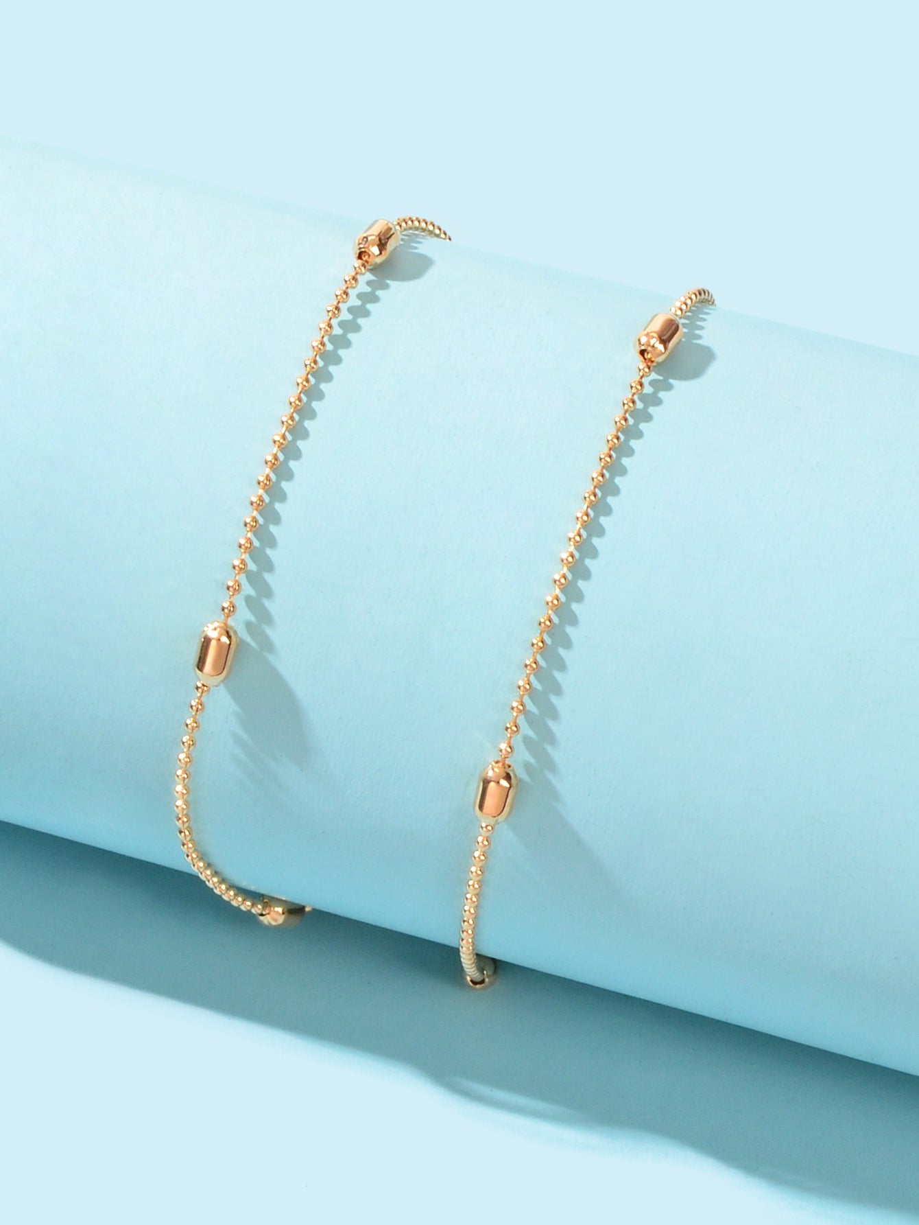 Double layer Popcorn Gold Chain Anklet Summer Beach Boho Chic Foot Chain Jewelry