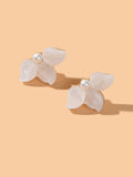Unique Pearl White Acrylic Flower Stud Party Earrings Engagement Jewellery Gift