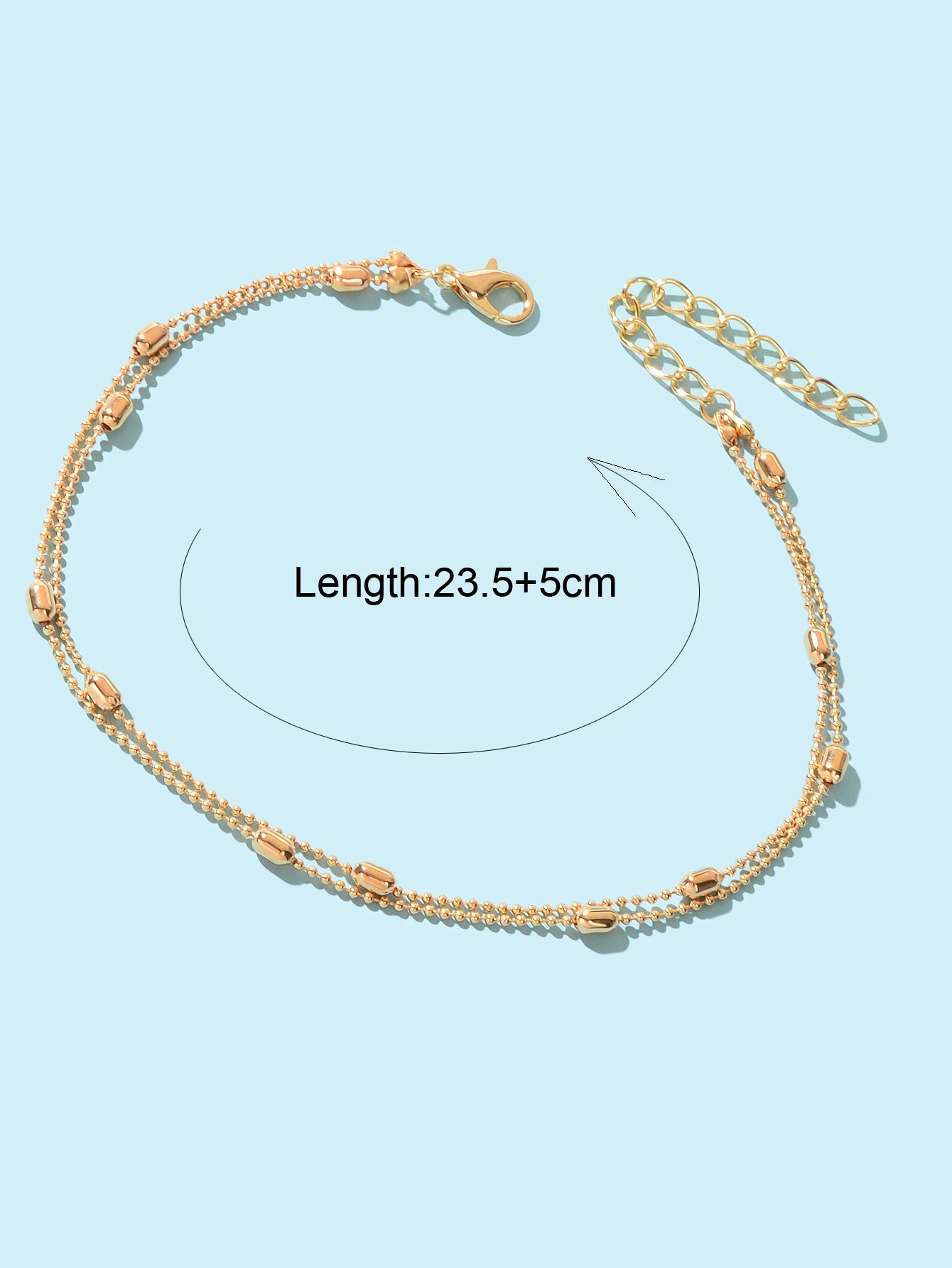 Double layer Popcorn Gold Chain Anklet Summer Beach Boho Chic Foot Chain Jewelry