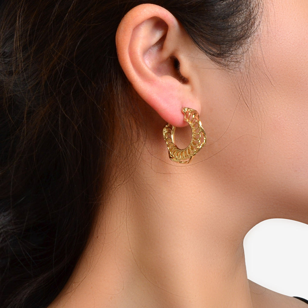 Classic Gold Plated Circle Open Half Hoop Huggie Chunky Wrap Cuffs Stud Earrings