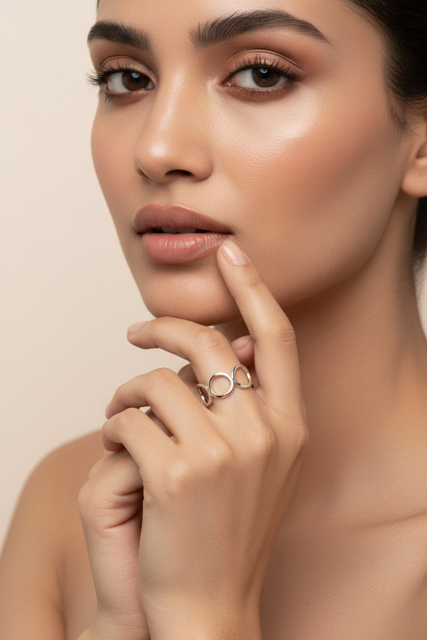 Party Minimalist Style Gold Silver Circle Metal Punk Midi Knuckle Open Cuff Ring