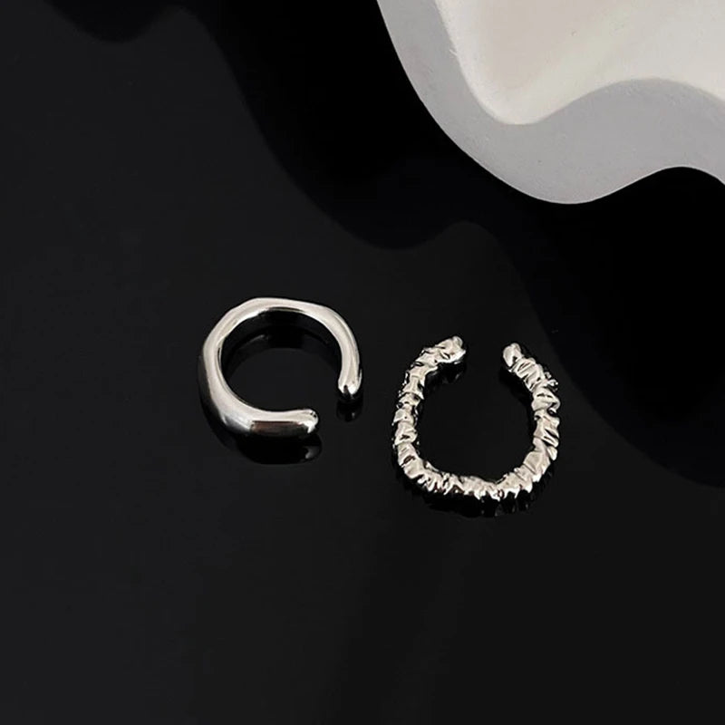 Punk Irregular Geometric Ear Cuff Earrings for Women Non-Piercing Metal Ear Clip Earring Fake Cartilage Fashion Jewelry Party