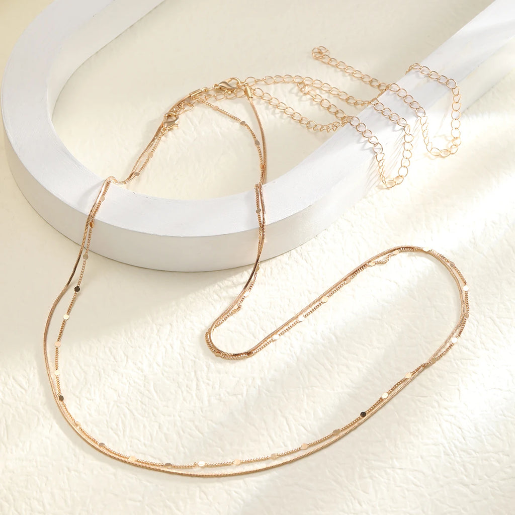 Double Layer Sequin Coin Waist Chain Belt Summer Boho  Beach Bikinis Simple Adjustable Body Jewelry Set for Women Gifts 2024 New