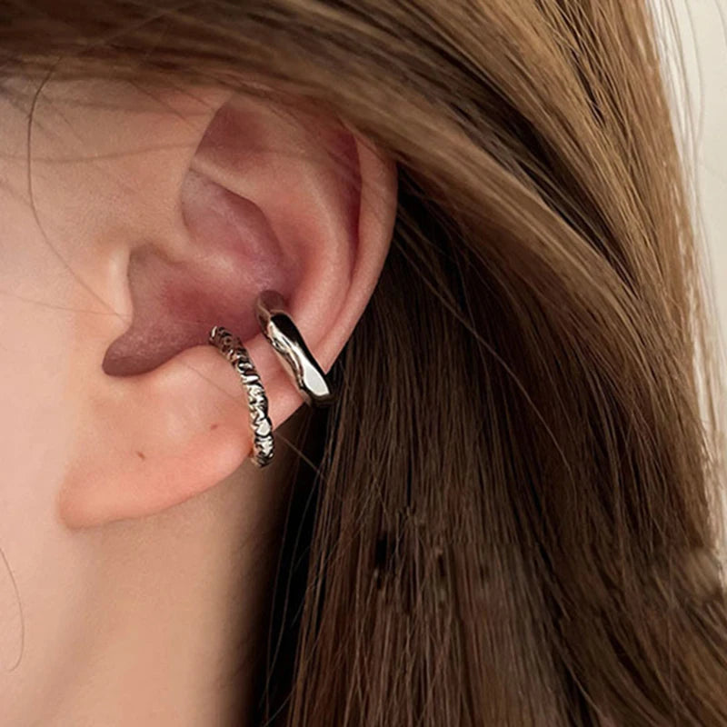 Punk Irregular Geometric Ear Cuff Earrings for Women Non-Piercing Metal Ear Clip Earring Fake Cartilage Fashion Jewelry Party